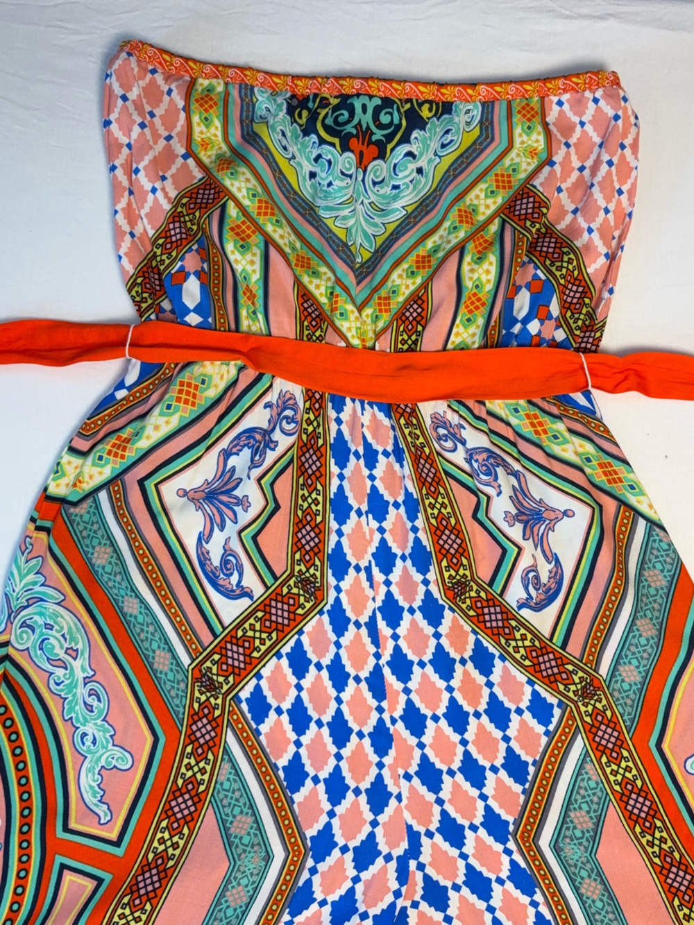 Flying Tomato Strapless Scarf Print Wide-Leg Jumpsuit | Boho Resort | Size M - Picture 10 of 10